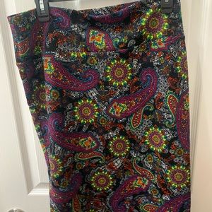 LulaRoe Cassie Pencil Skirt NWT Neon paisley Large
